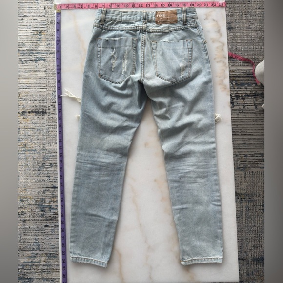 One Teaspoon Blue Skinny Distressed Jeans - Picture 3 of 6